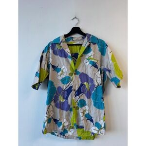 Vintage The Sample Shop Hawaiian Shirt Mens Large Floral Aloha Waikiki Hawaii 60